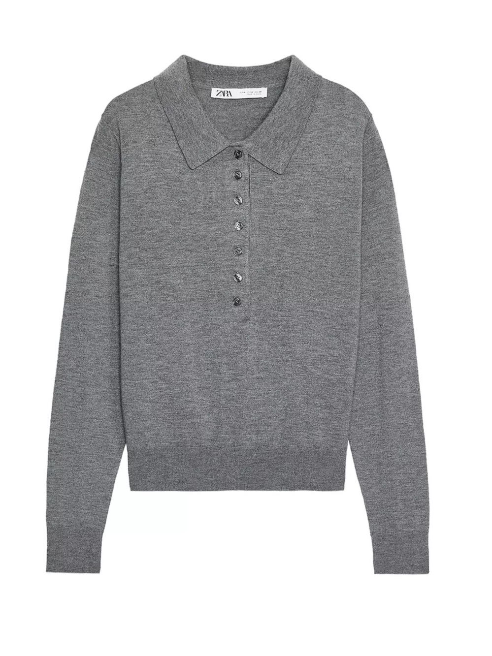 Zara Gray Collared Knit Sweater